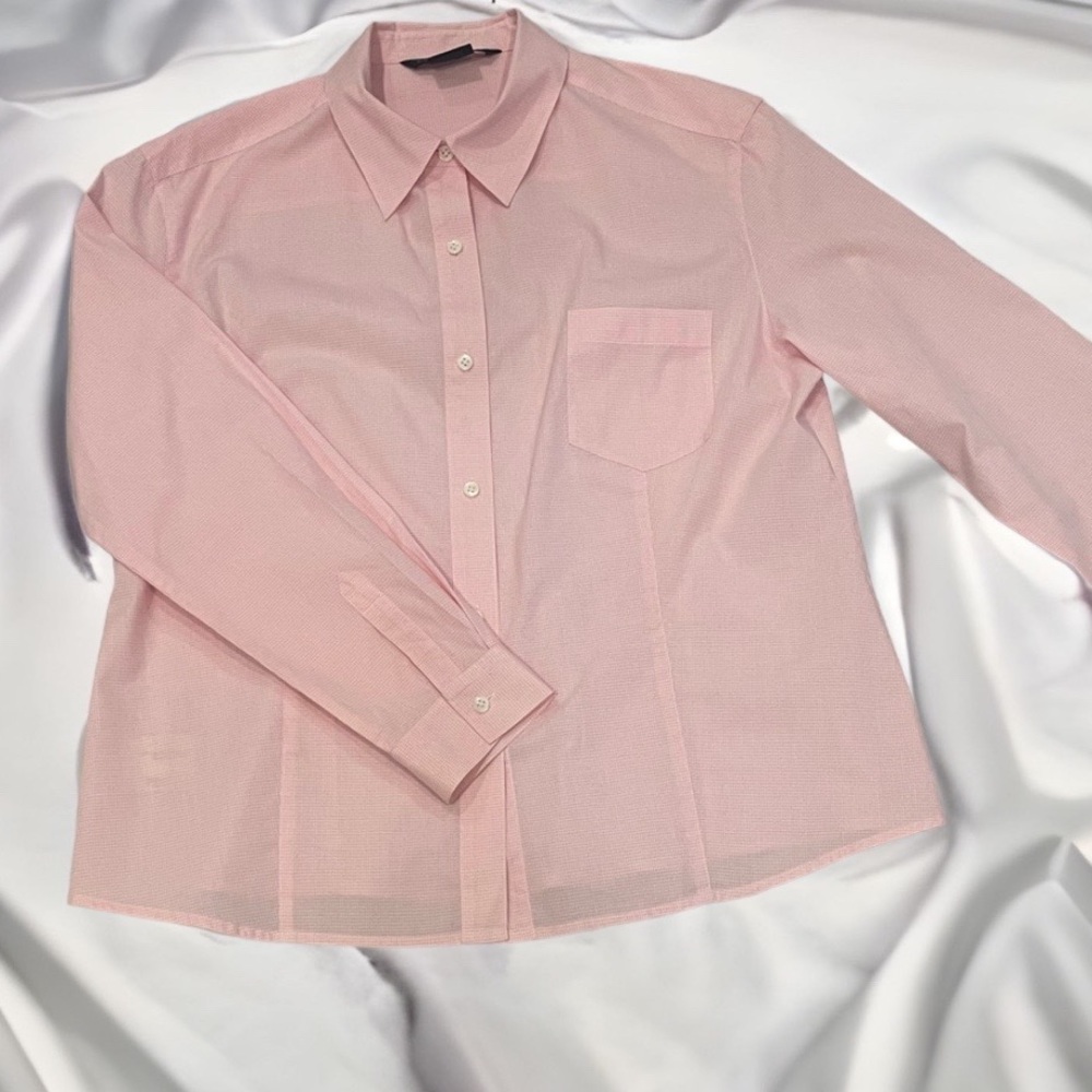 Laura Ashley Fine Pink and White Gingham Print Classic Button Down Size 12 - Picture 3 of 6